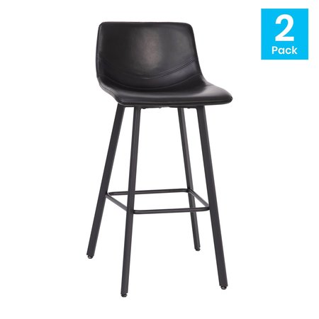 Flash Furniture 30" Black LeatherSoft Barstools, PK 2 CH-212069-30-BK-GG